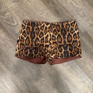 Source Unknown Leopard Sequin Athletic Shorts